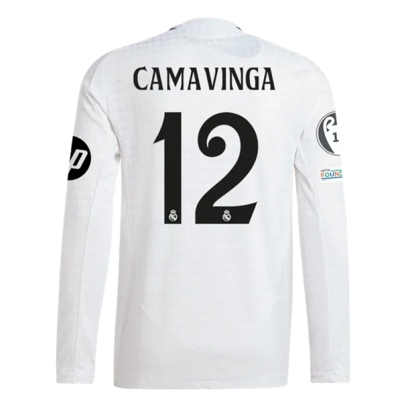 Eduardo Camavinga Real Madrid 24/25 Player Long Sleeve Home Jersey