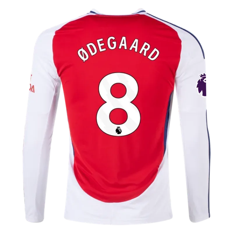 Men's Replica Ødegaard Arsenal Long Sleeve Home Jersey 24/25