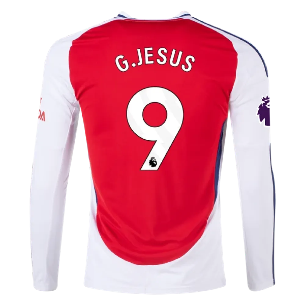 Men's Replica G. Jesus Arsenal Long Sleeve Home Jersey 24/25