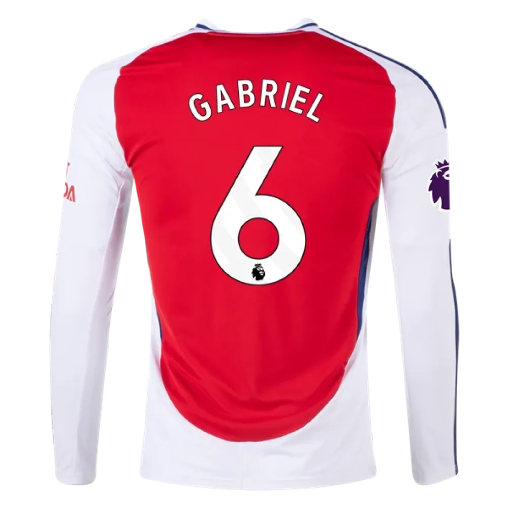 Men's Replica Gabriel Arsenal Long Sleeve Home Jersey 24/25