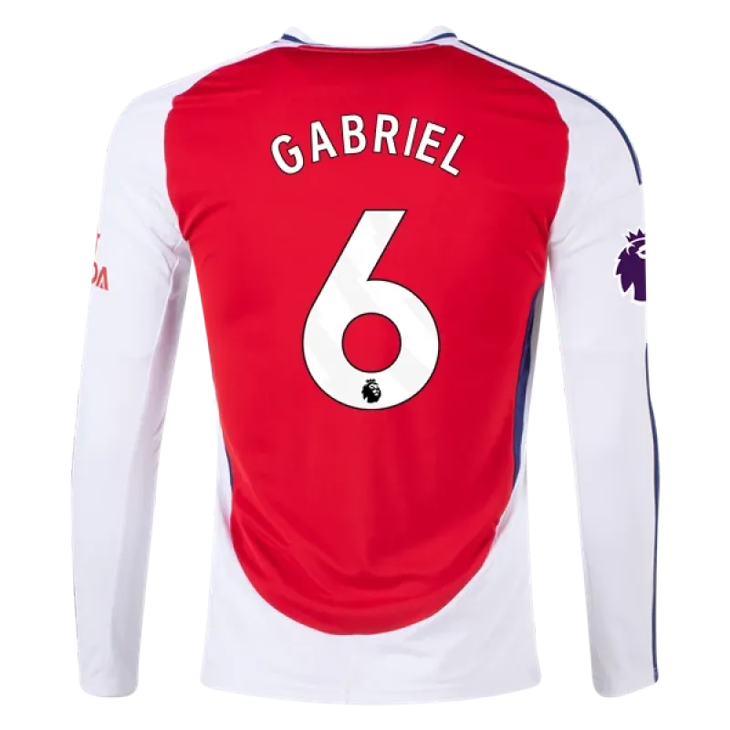 Men's Replica Gabriel Arsenal Long Sleeve Home Jersey 24/25