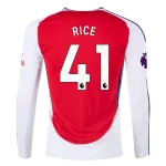 Men's Replica Rice Arsenal Long Sleeve Home Jersey 24/25