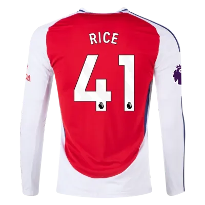 Men's Replica Rice Arsenal Long Sleeve Home Jersey 24/25 01