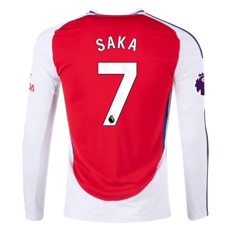 Men's Replica Saka Arsenal Long Sleeve Home Jersey 24/25