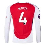 Men's Replica White Arsenal Long Sleeve Home Jersey 24/25