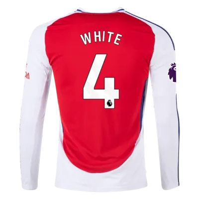 Men's Replica White Arsenal Long Sleeve Home Jersey 24/25 01