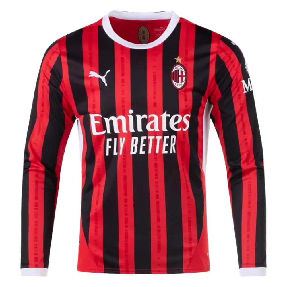 Men's Replica AC Milan Long Sleeve Home Jersey 24/25