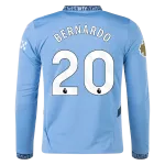 Men's Replica Bernardo Manchester City Long Sleeve Home Jersey 24/25