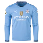 Men's Replica Bernardo Manchester City Long Sleeve Home Jersey 24/25