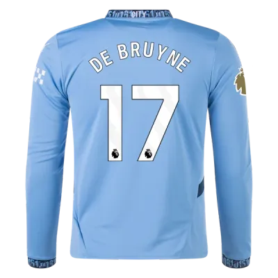 Men's Replica De Bruyne Manchester City Long Sleeve Home Jersey 24/25 01