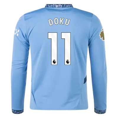 Men's Replica Doku Manchester City Long Sleeve Home Jersey 24/25 01