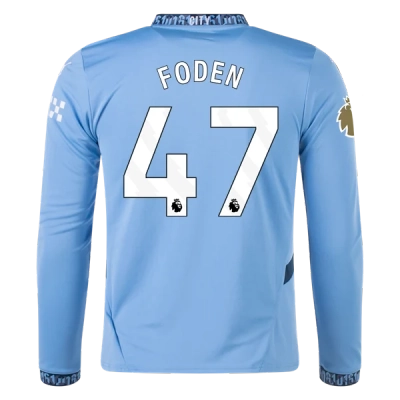 Men's Player Foden Manchester City Long Sleeve Home Jersey 24/25 01