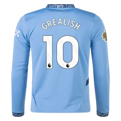 Men's Replica Grealish Manchester City Long Sleeve Home Jersey 24/25 01