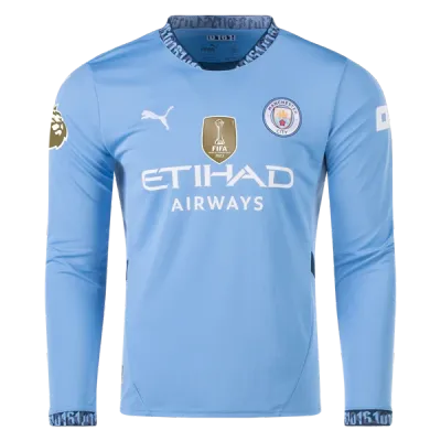 Men's Replica Grealish Manchester City Long Sleeve Home Jersey 24/25 02