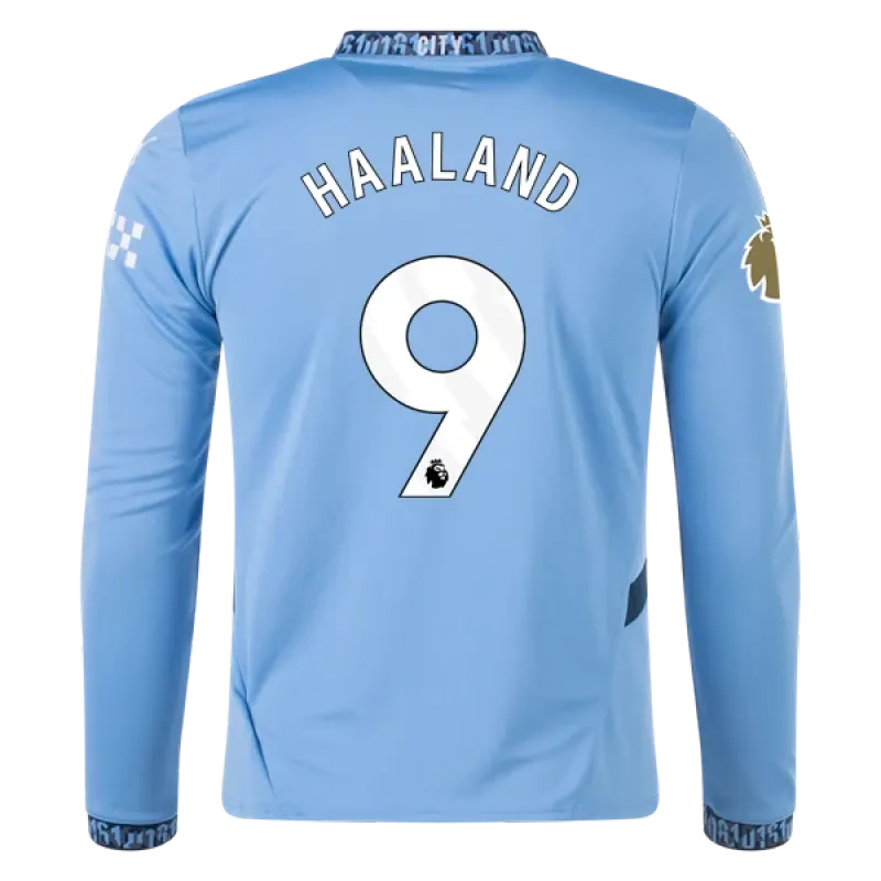 Men's Replica Haaland Manchester City Long Sleeve Home Jersey 24/25