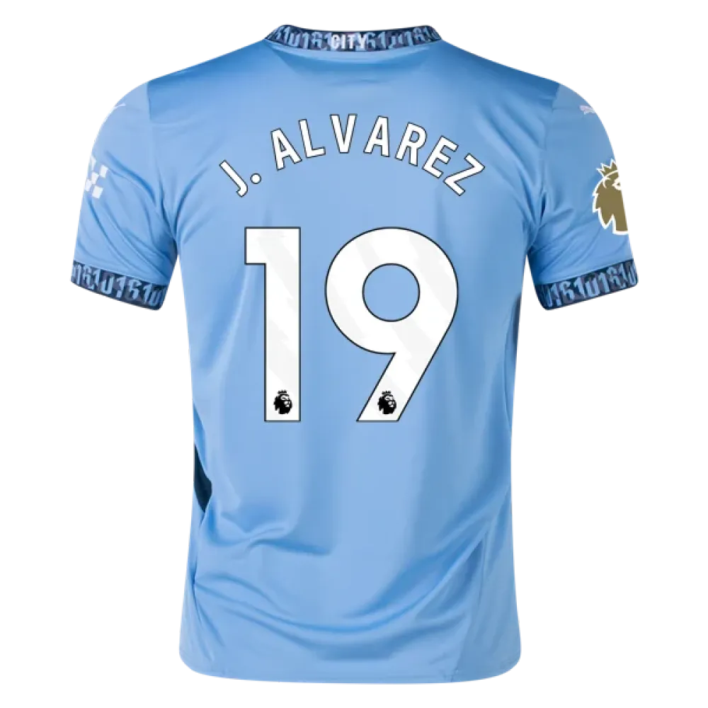 Men's Replica J. Alvarez Manchester City Home Jersey 24/25