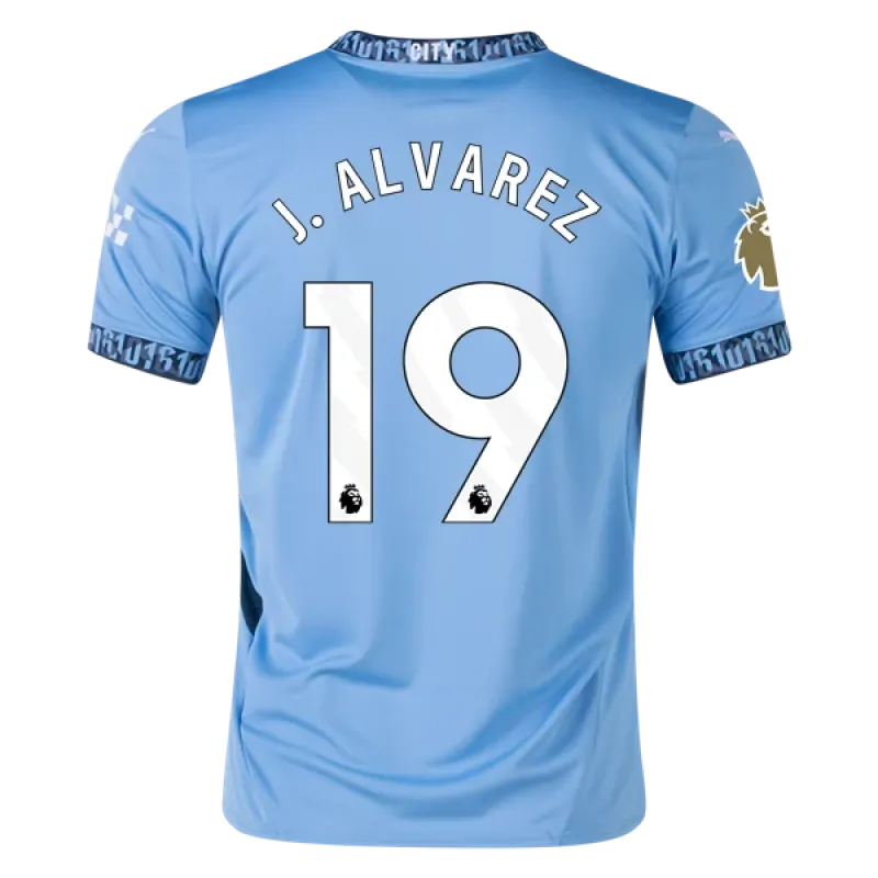 Men's Replica J. Alvarez Manchester City Home Jersey 24/25