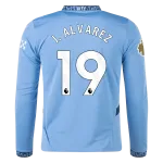 Men's Replica J. Alvarez Manchester City Long Sleeve Home Jersey 24/25