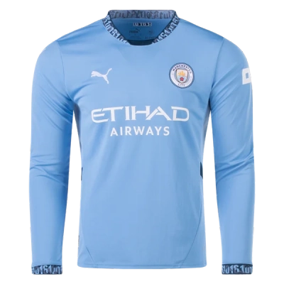 Men's Replica Manchester City Long Sleeve Home Jersey 24/25 01