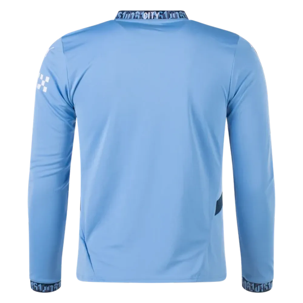 Men's Replica Manchester City Long Sleeve Home Jersey 24/25