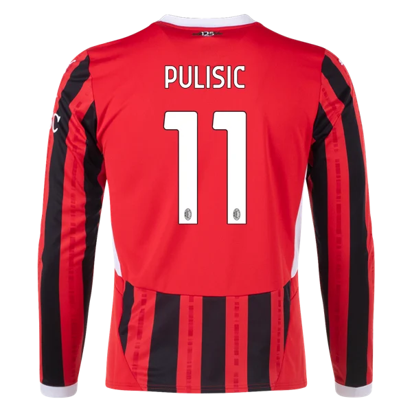 Men's Player Pulisic AC Milan Long Sleeve Home Jersey 24/25