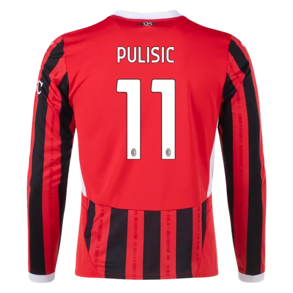 Men's Replica Pulisic AC Milan Long Sleeve Home Jersey 24/25