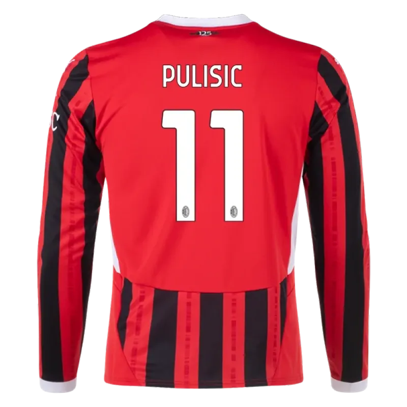 Men's Player Pulisic AC Milan Long Sleeve Home Jersey 24/25