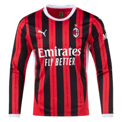 Men's Replica Pulisic AC Milan Long Sleeve Home Jersey 24/25 02