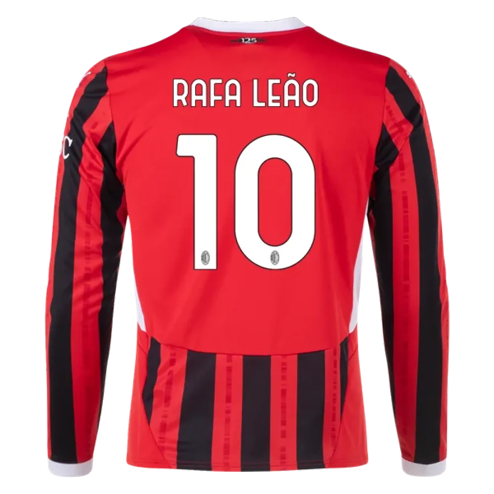 Men's Replica Rafa Leao AC Milan Long Sleeve Home Jersey 24/25