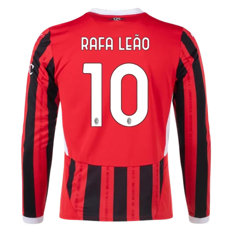 Men's Replica Rafa Leao AC Milan Long Sleeve Home Jersey 24/25