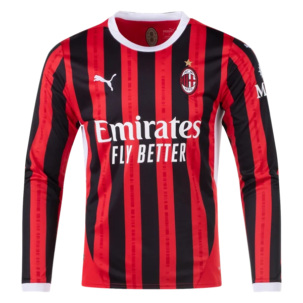 Men's Replica Rafa Leao AC Milan Long Sleeve Home Jersey 24/25
