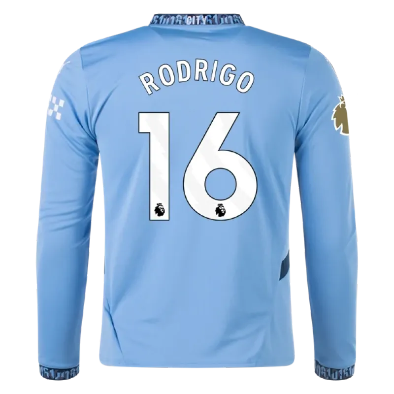 Men's Player Rodrigo Manchester City Long Sleeve Home Jersey 24/25