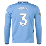 Men's Replica Ruben Manchester Long City Sleeve Home Jersey 24/25