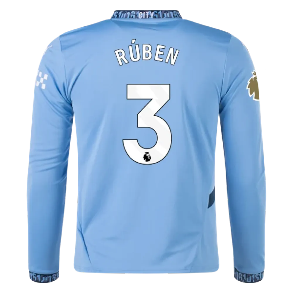 Rúben Dias Manchester City 24/25 Replica Long Sleeve Home Jersey