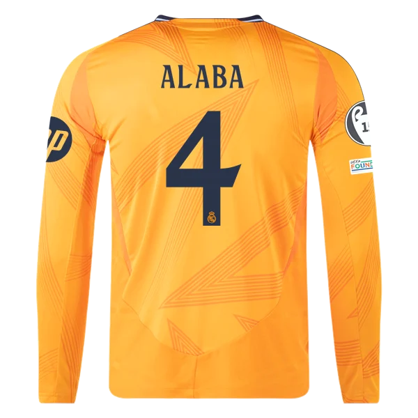 David Alaba Real Madrid 24/25 Player Long Sleeve Away Jersey