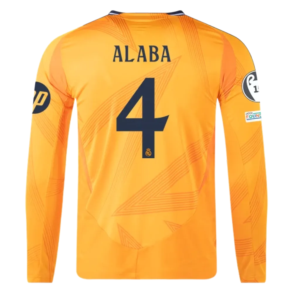 David Alaba Real Madrid 24/25 Player Long Sleeve Away Jersey