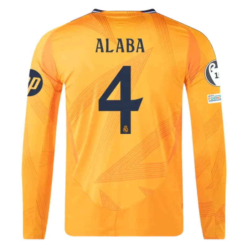 David Alaba Real Madrid 24/25 Player Long Sleeve Away Jersey