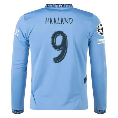 Erling Haaland Manchester City UCL 24/25 Player Long Sleeve Home Jersey 01