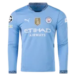 Erling Haaland Manchester City UCL 24/25 Player Long Sleeve Home Jersey