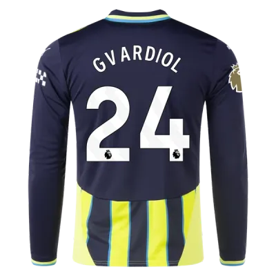 Joško Gvardiol Manchester City 24/25 Player Long Sleeve Away Jersey 01