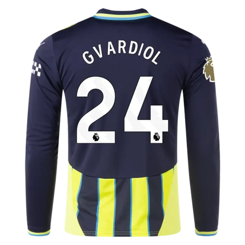 Joško Gvardiol Manchester City 24/25 Player Long Sleeve Away Jersey