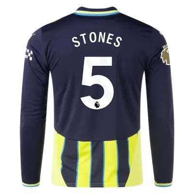 John Stones Manchester City 24/25 Player Long Sleeve Away Jersey 01