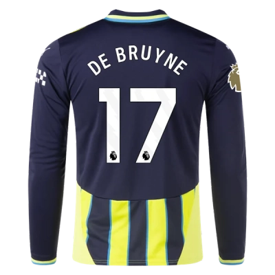 Kevin De Bruyne Manchester City 24/25 Player Long Sleeve Away Jersey 01