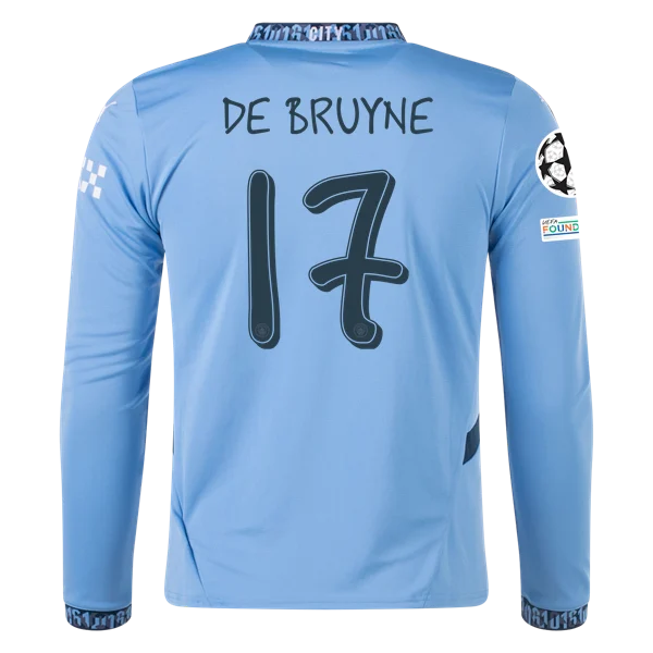 Kevin De Bruyne Manchester City UCL 24/25 Player Long Sleeve Home Jersey