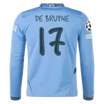 Kevin De Bruyne Manchester City UCL 24/25 Player Long Sleeve Home Jersey