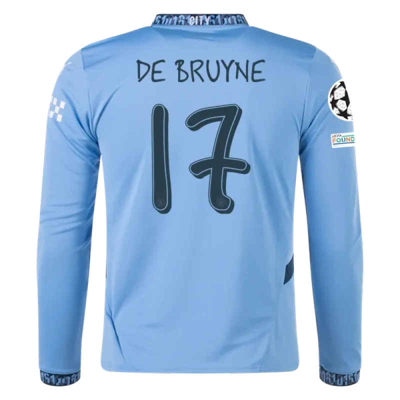 Kevin De Bruyne Manchester City UCL 24/25 Player Long Sleeve Home Jersey