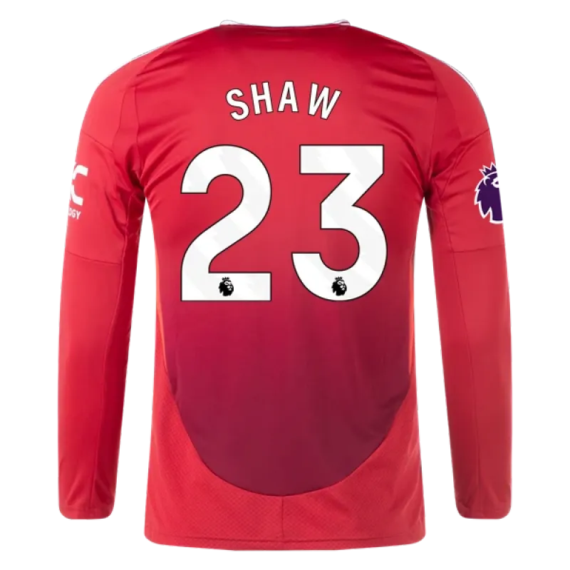Luke Shaw Manchester United 24/25 Long Sleeve Home Jersey