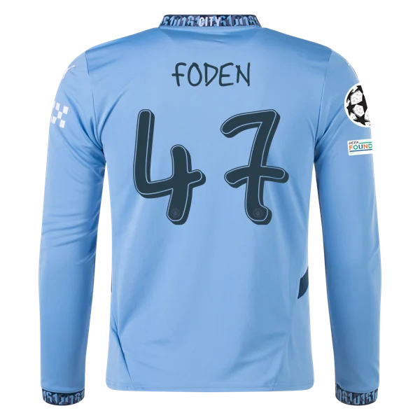 Phil Foden Manchester City UCL 24/25 Player Long Sleeve Home Jersey