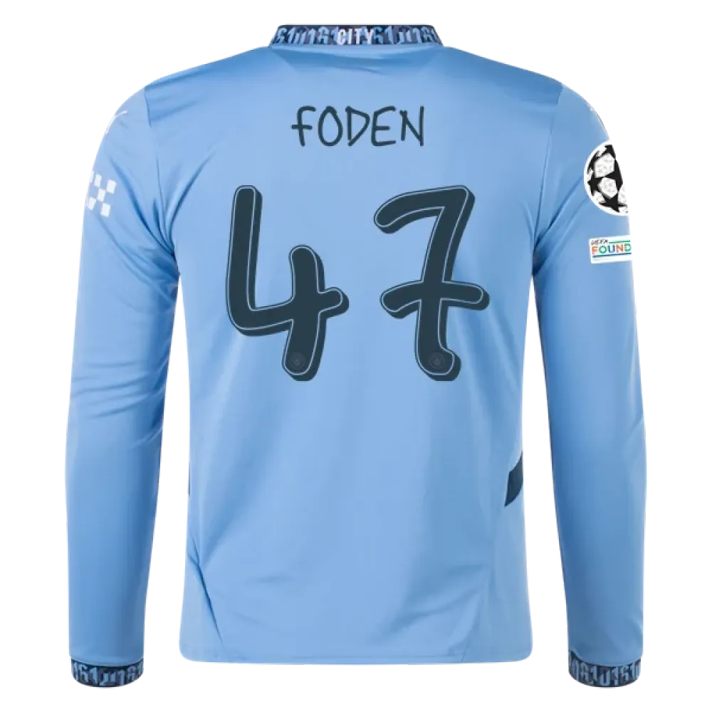 Phil Foden Manchester City UCL 24/25 Replica Long Sleeve Home Jersey