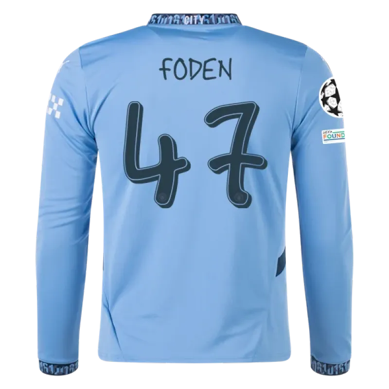 Phil Foden Manchester City UCL 24/25 Replica Long Sleeve Home Jersey